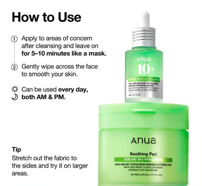 Anua Azelaic 10 Hyaluron Redness Soothing Pad